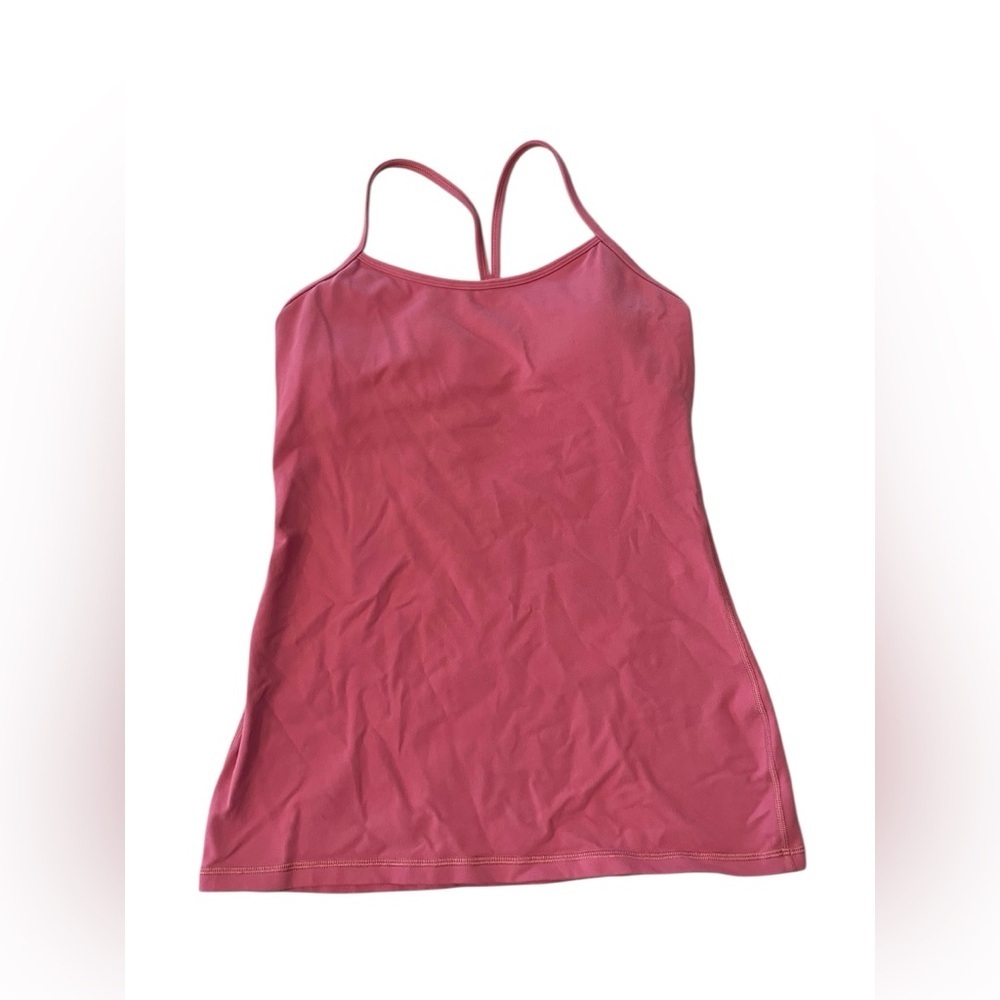 Lululemon Power Y Tank Top Zing Pink Light Shelf Bra Size 8